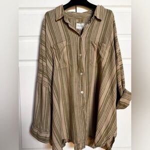 American Eagle Oversized Striped Button Up Tunic size XL